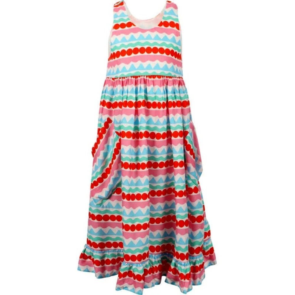 NWT STELLA McCARTNEY Geo Stripe A-line Midi Dress Ruffle Hem 14 MSRP $191